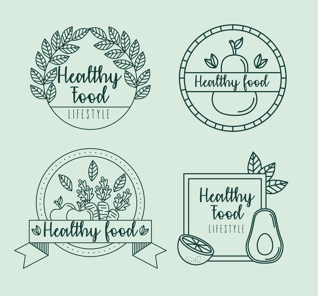 etiquetas de alimentos saludables vector