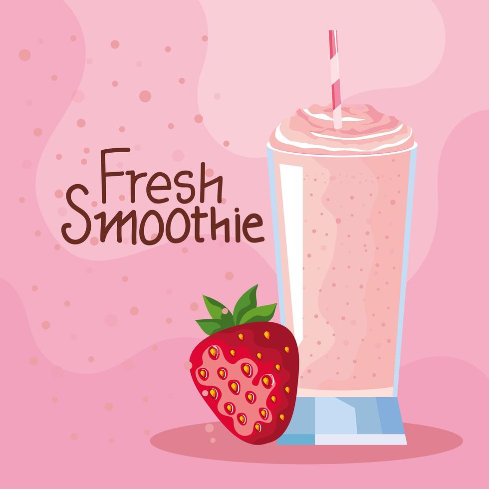 fresh strawberry smoothie vector