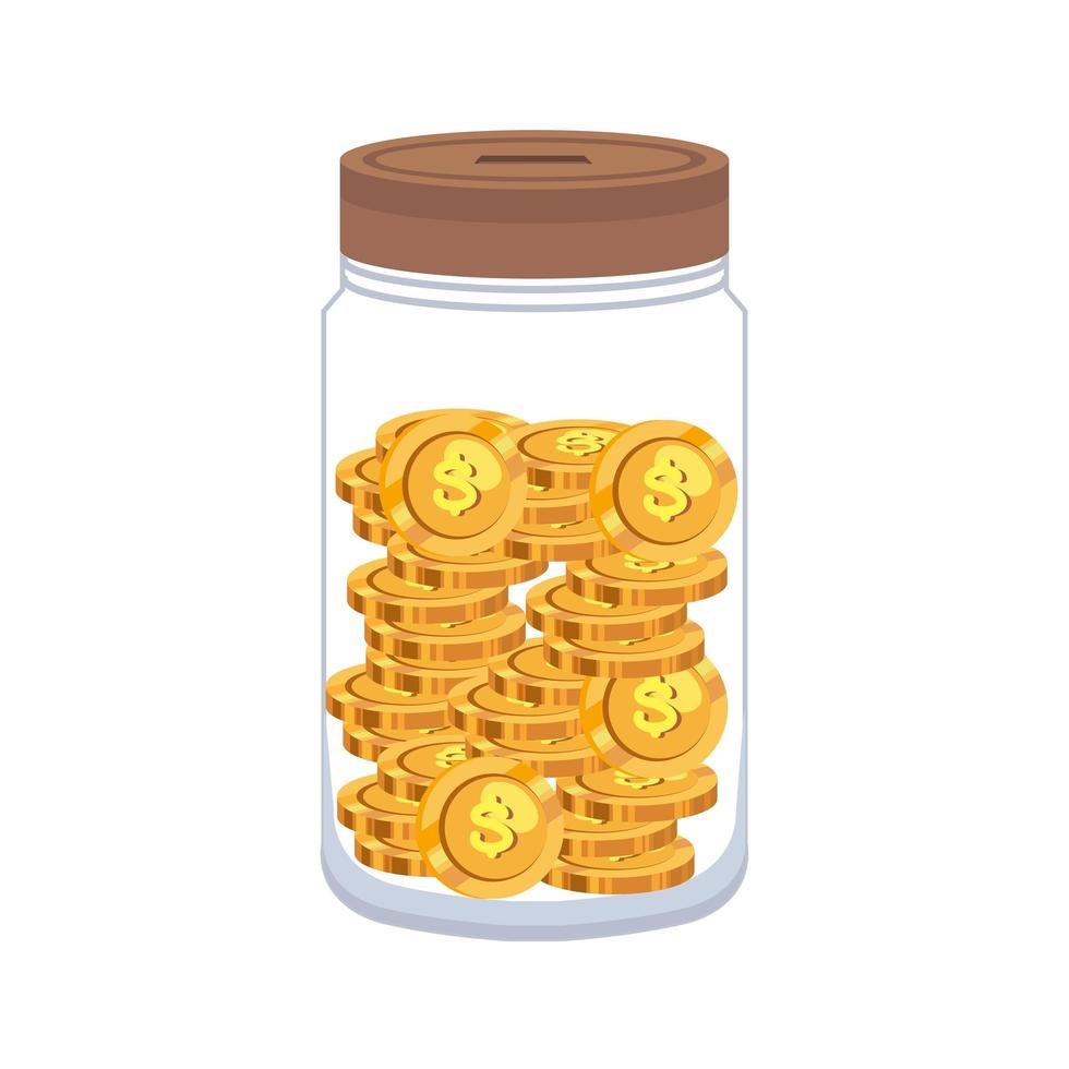 glass jar with coins vector