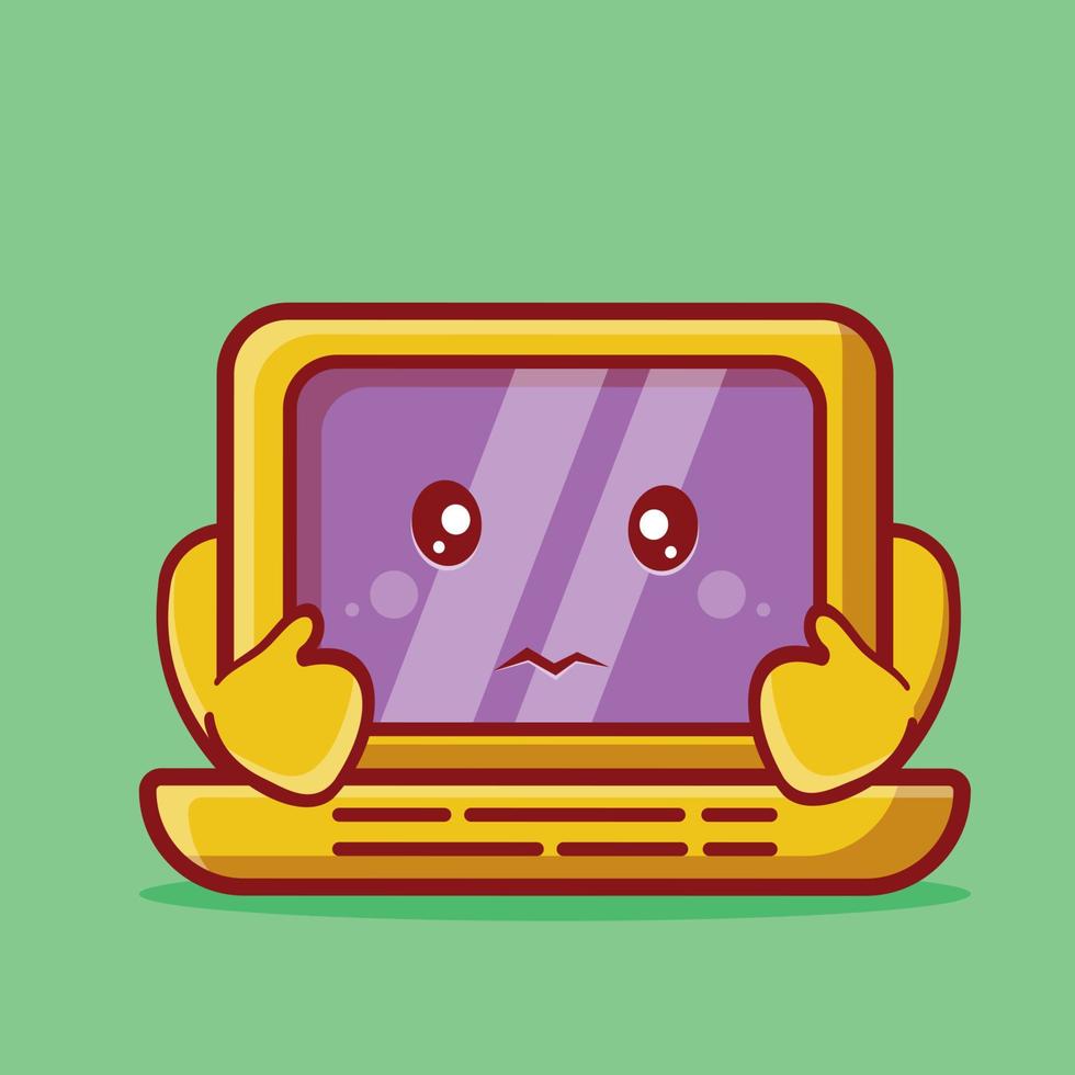 sad laptop character mascot isolated cartoon in flat style design vector