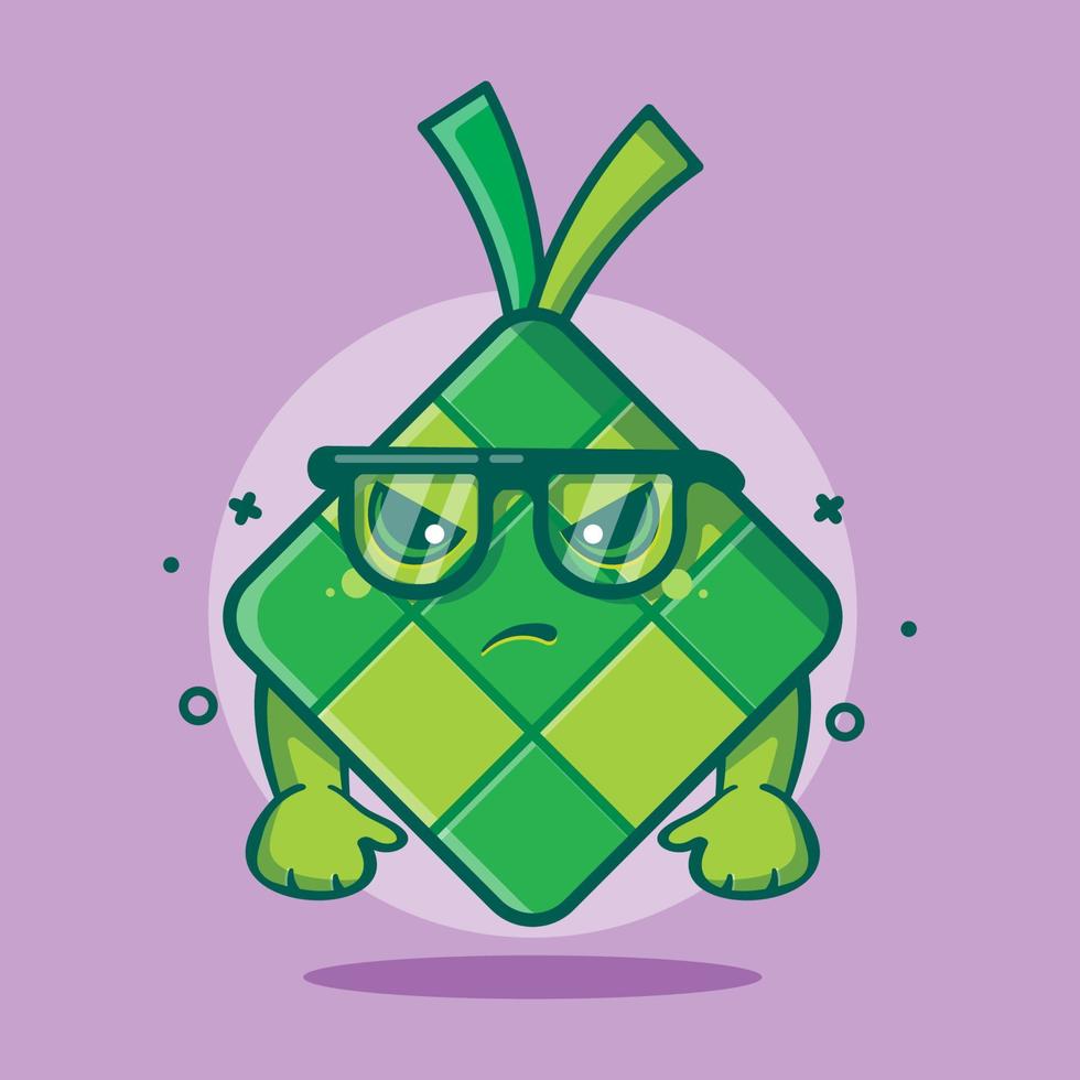 Mad ketupat comida personaje mascota dibujos animados aislados en diseño de estilo plano. gran recurso para icono, símbolo, logo, pegatina, banner. vector