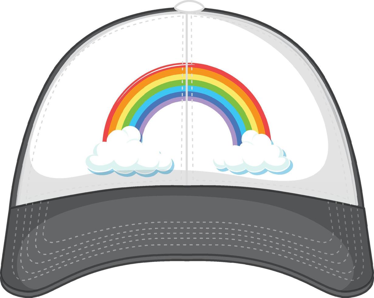 A grey cap with rainbow pattern vector