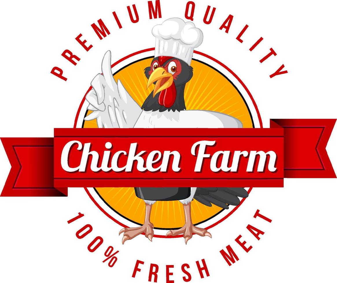 Chicken chef cartoon character with chicken farm banner vector