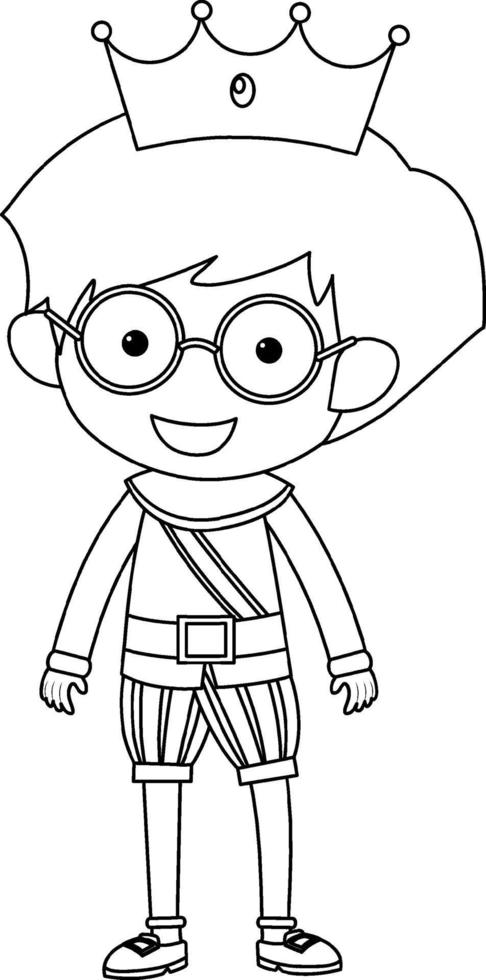 Cute prince doodle outline for colouring 6061806 Vector Art at Vecteezy