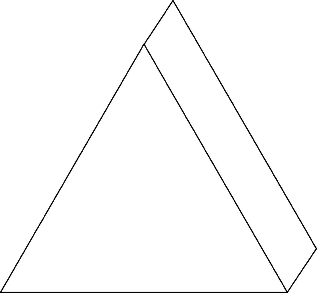 Triangular prism shape doodle outline for colouring vector