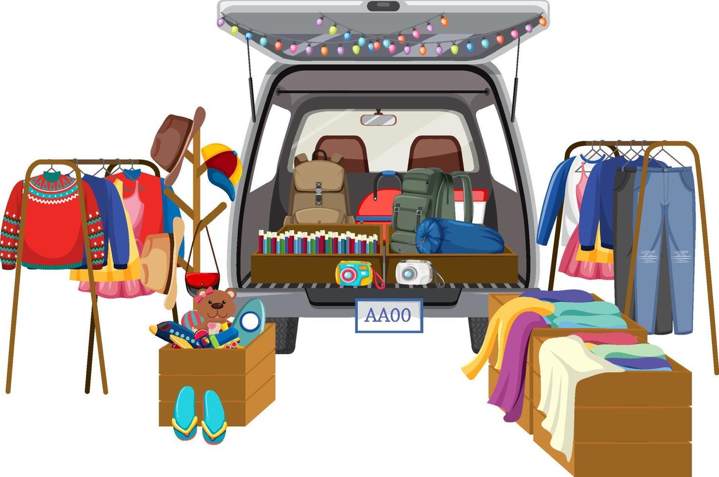 Object for sale at the car boot vector