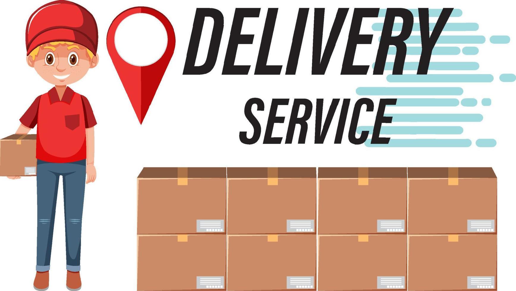 Delivery Service banner with a courier cartoon character vector