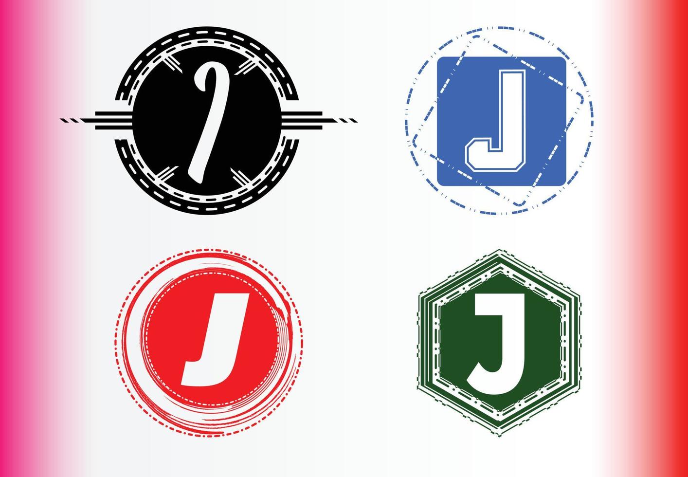 paquete de plantillas de diseño de logotipo e icono de letterj vector