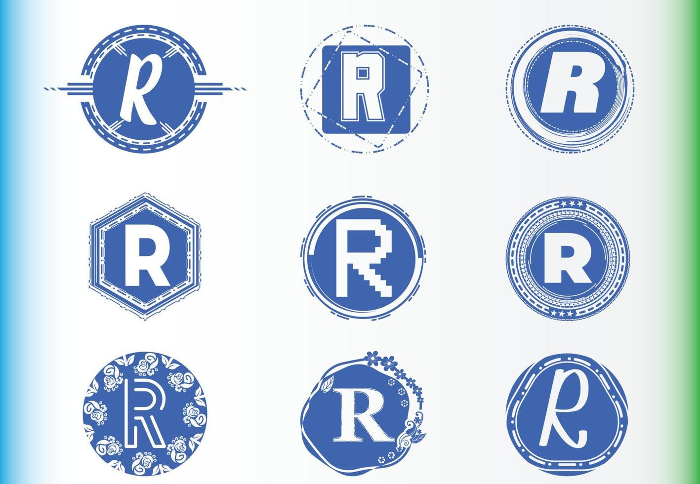 R letter logo and icon design template bundle vector