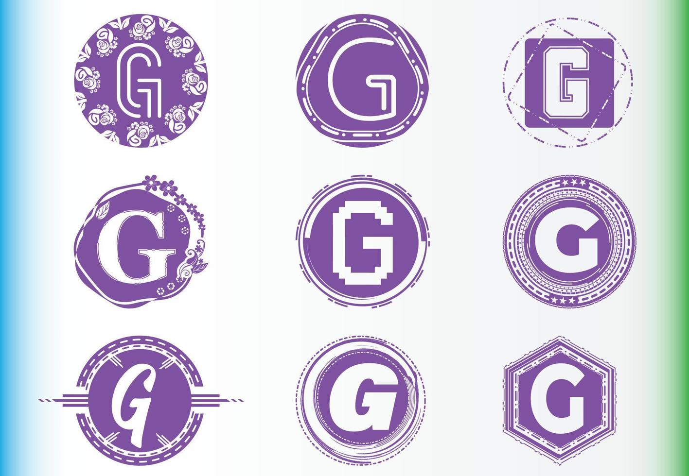 G letter logo and icon design template bundle vector