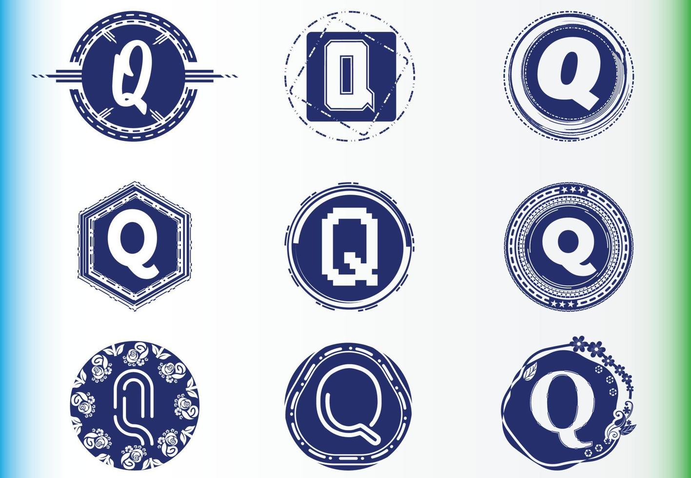 paquete de plantillas de diseño de icono y logotipo de letra q vector