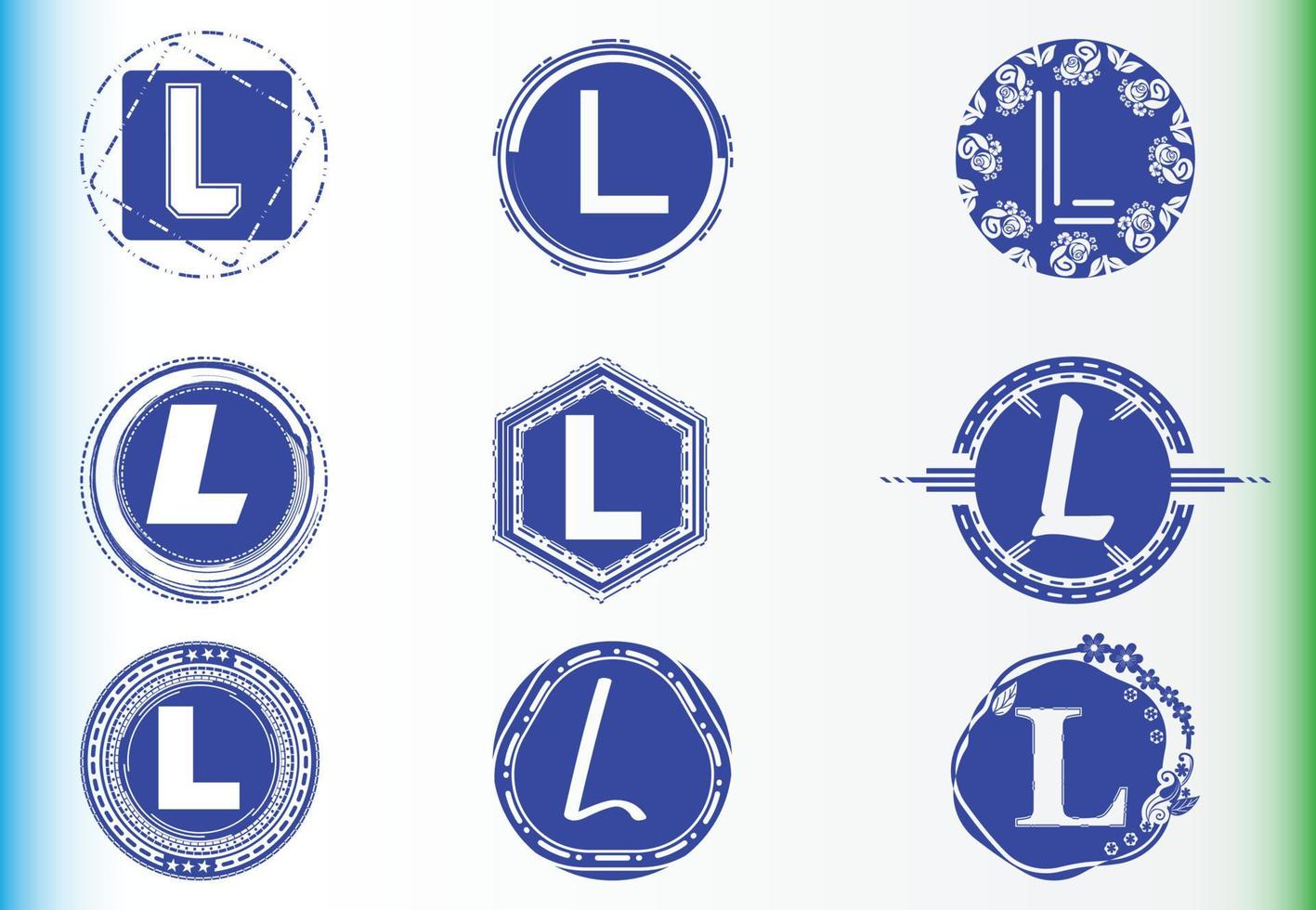 L letter logo and icon design template bundle vector