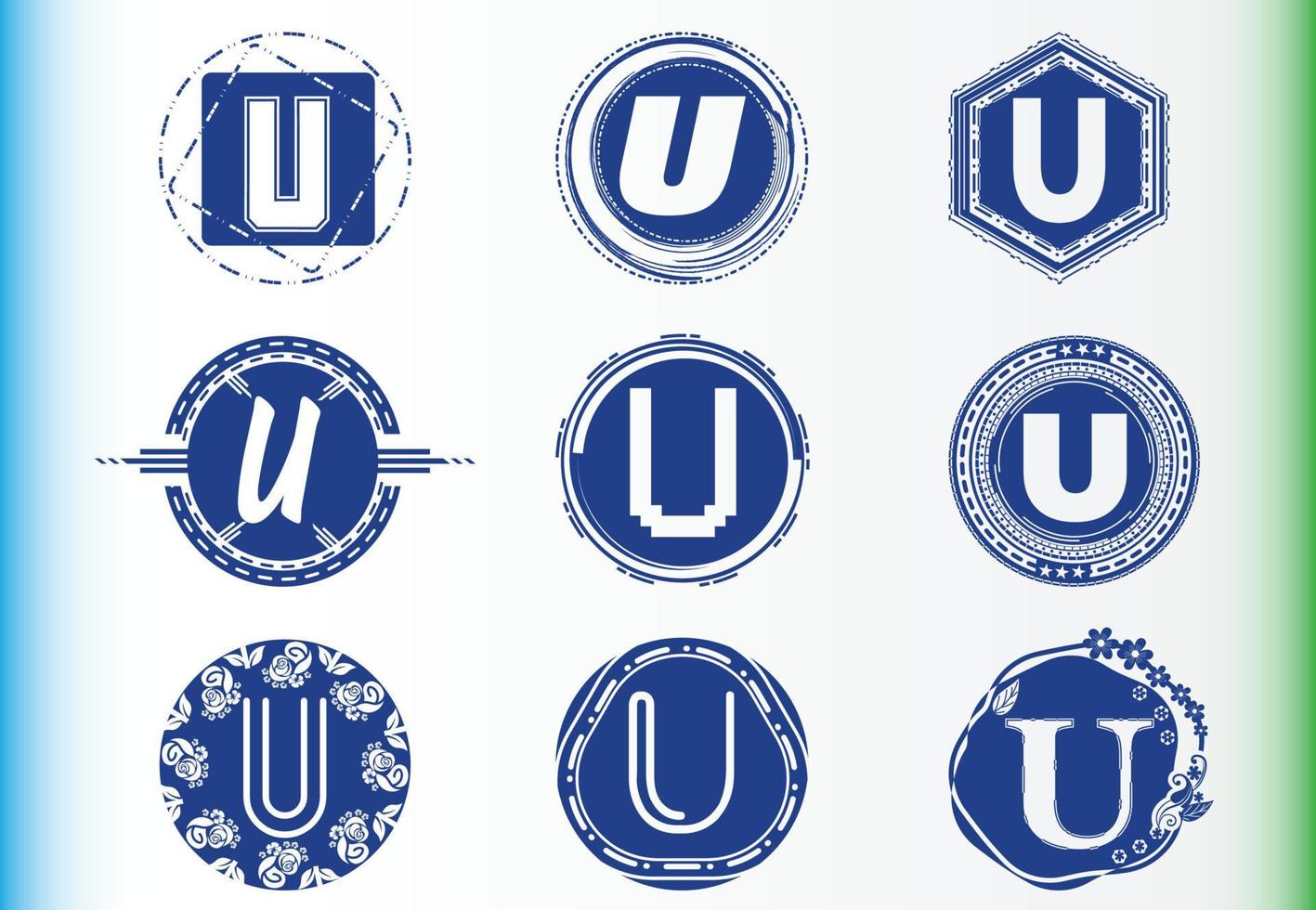 U letter logo and icon design template bundle vector