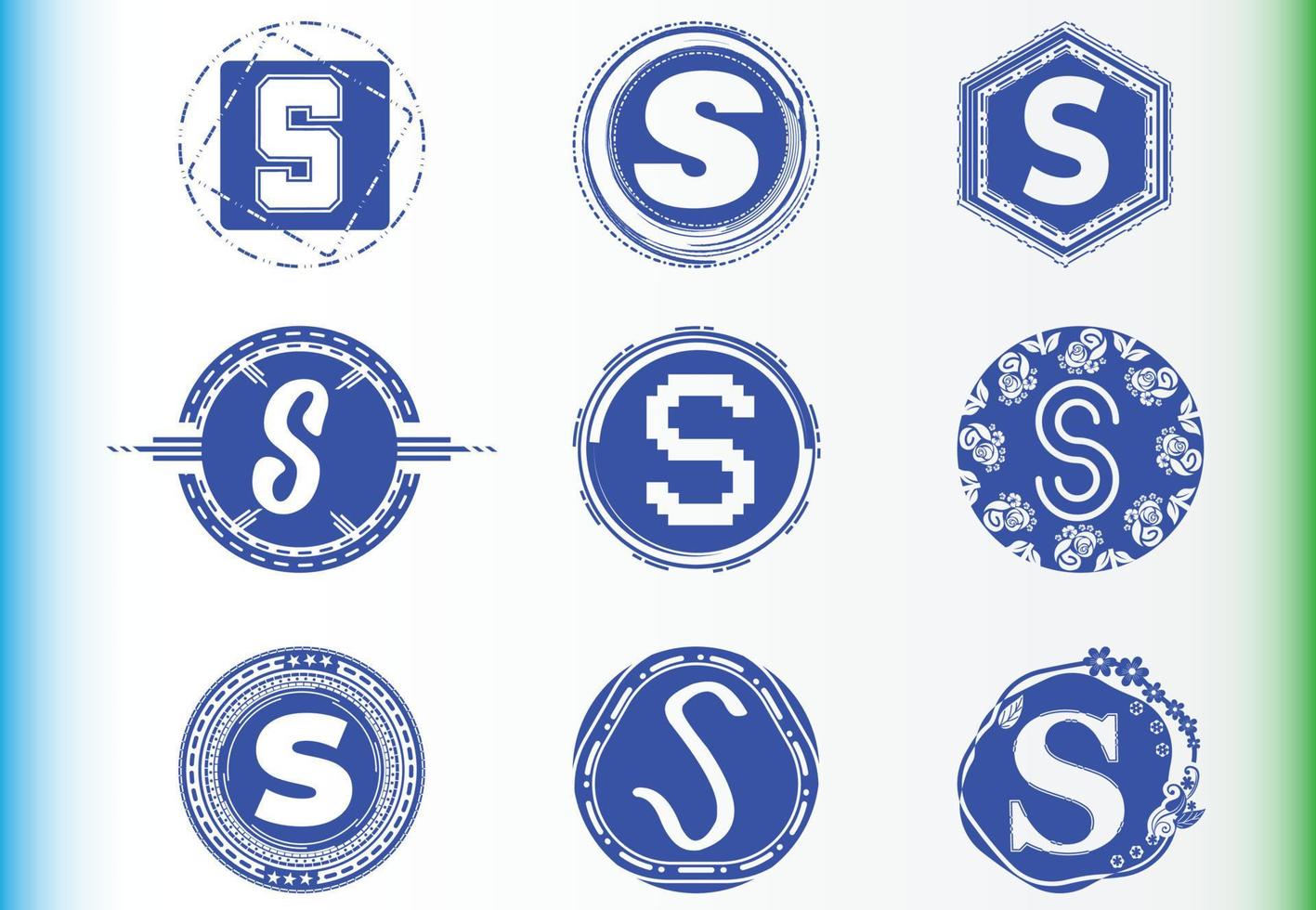 paquete de plantillas de diseño de logotipo e icono de letra s vector