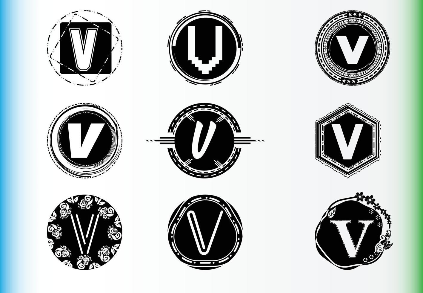 V letter logo and icon design template bundle vector