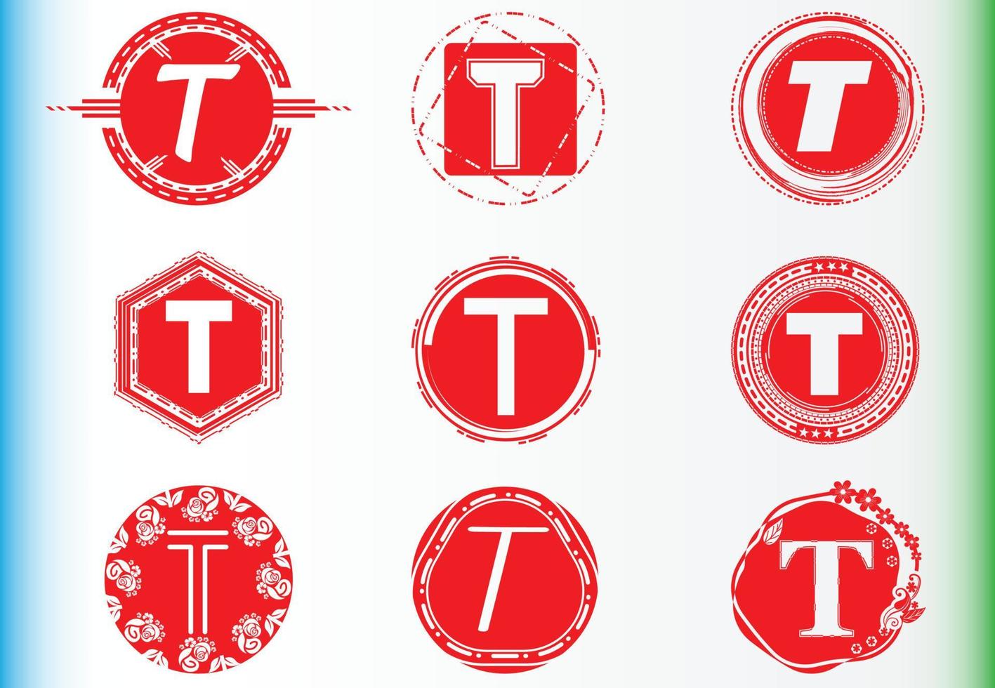 paquete de plantillas de diseño de logotipo e icono de letra t vector