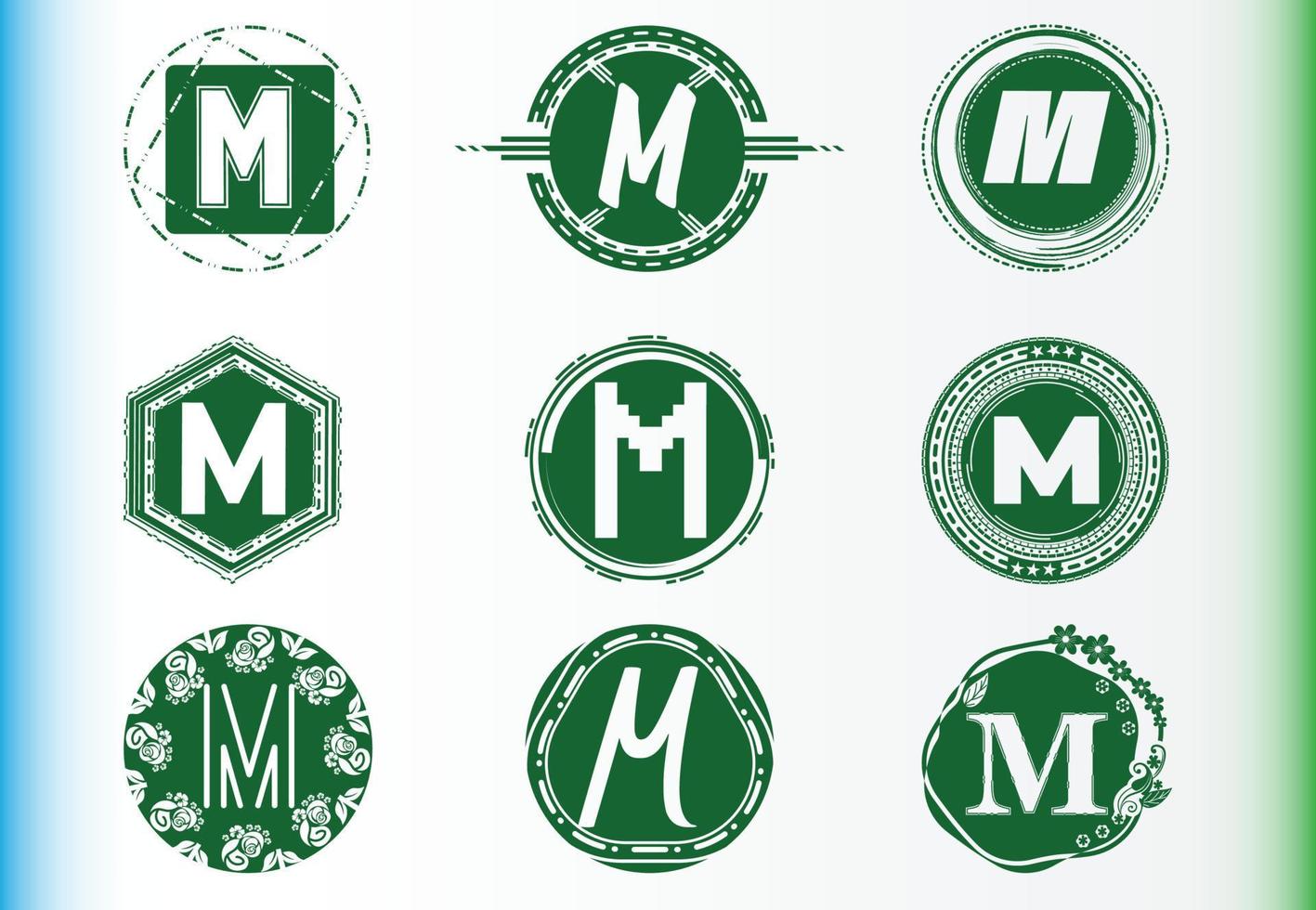 paquete de plantillas de diseño de logotipo e icono de letra m vector