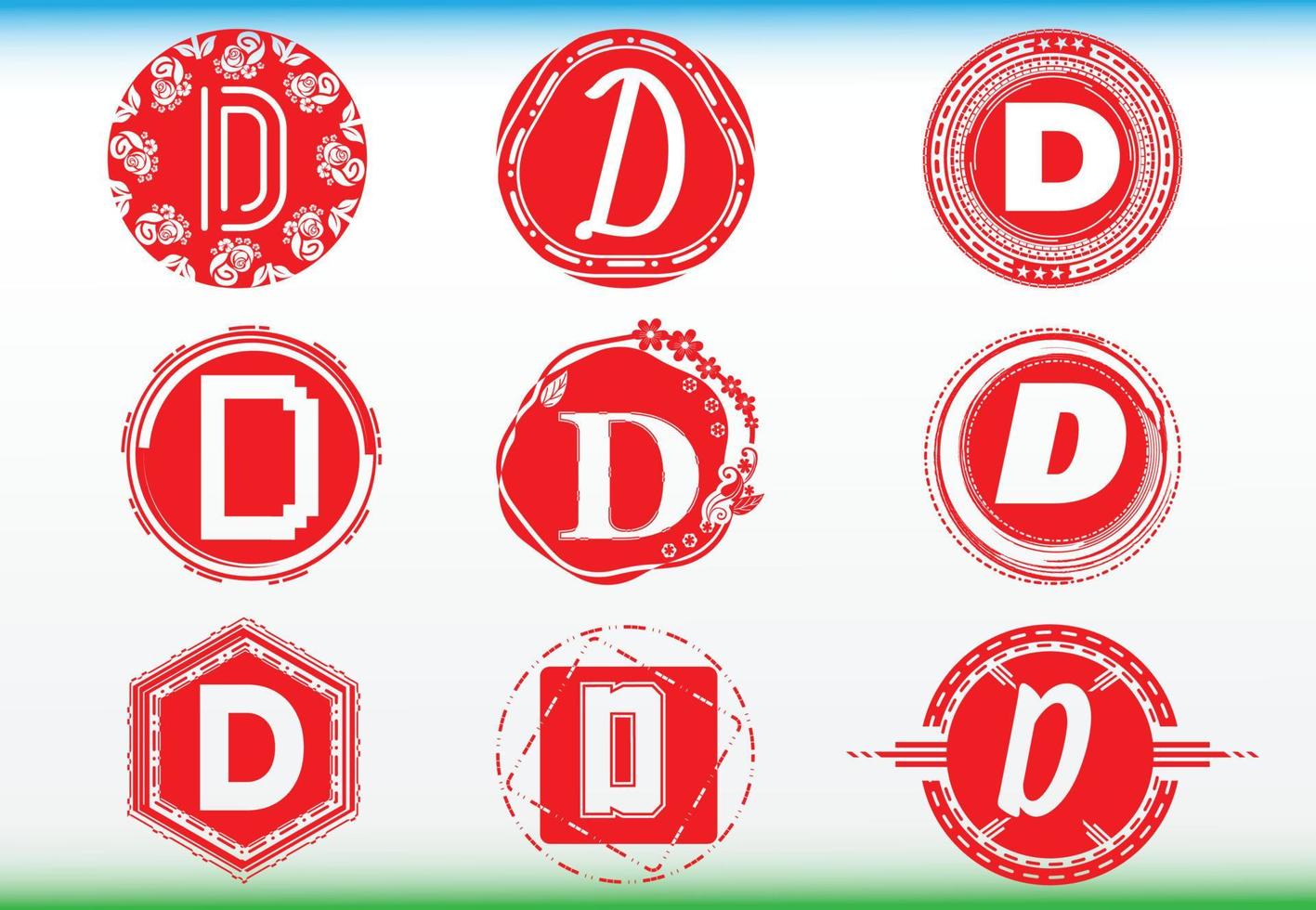 D letter logo and icon design template bundle vector