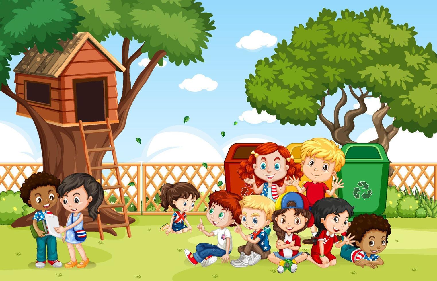 Scene with children in the park vector