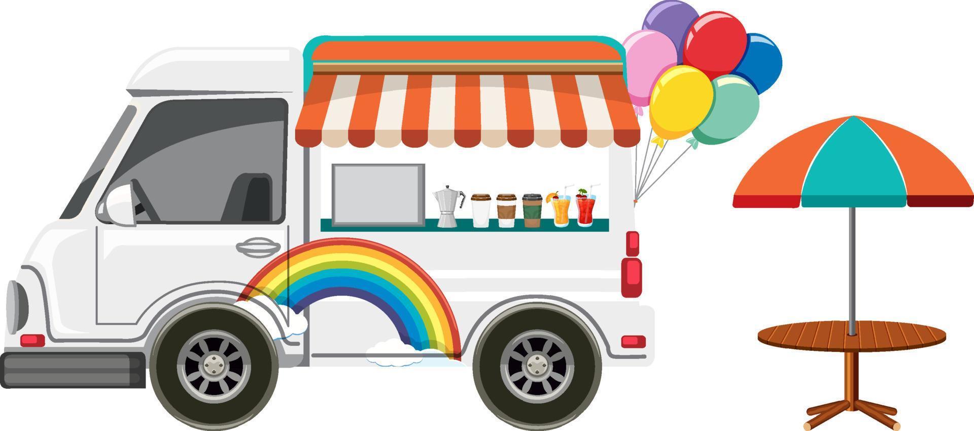 A cute food truck on white background vector