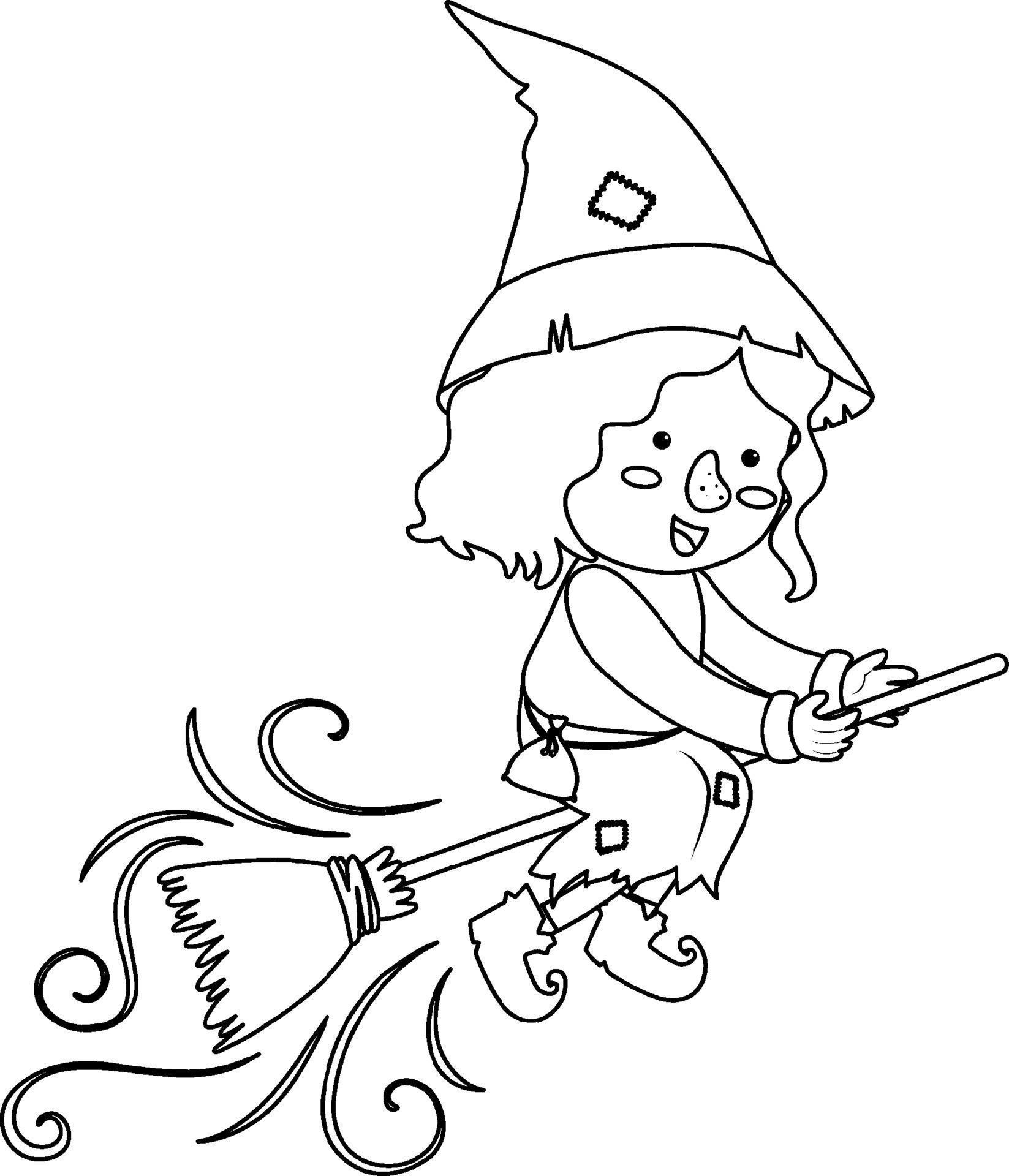 Cute witch doodle outline for colouring 6062892 Vector Art at Vecteezy