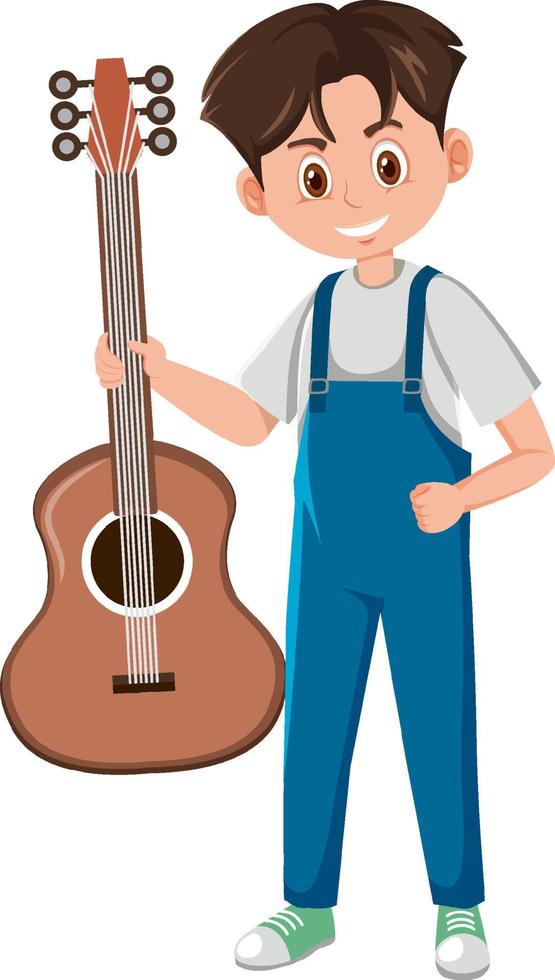 A male musician cartoon character on white background vector