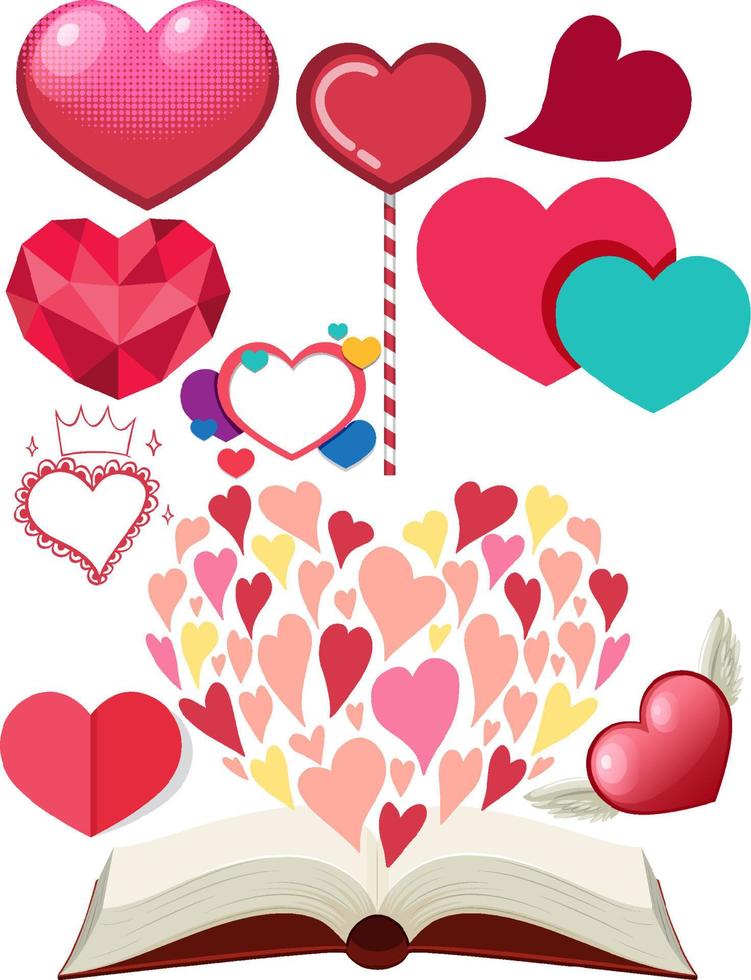 tema de San Valentín con muchos corazones vector