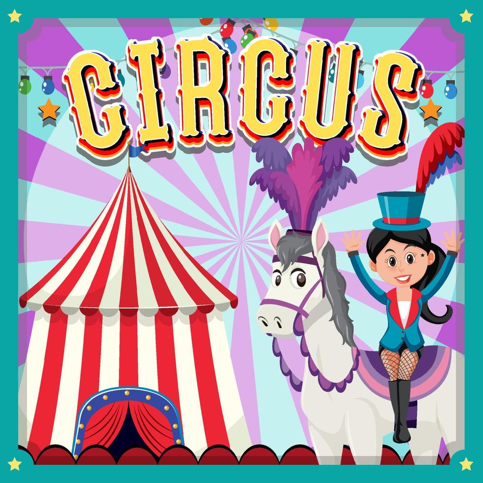 cartel de circo con personaje de dibujos animados de mago vector
