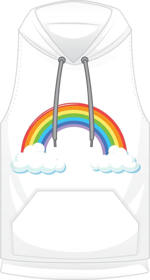 White hoodie with rainbow pattern vector
