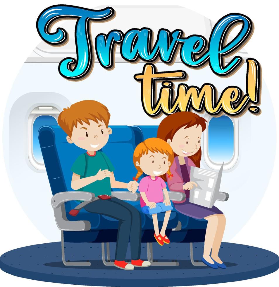 Travel Time typography design with passengers on boarding vector