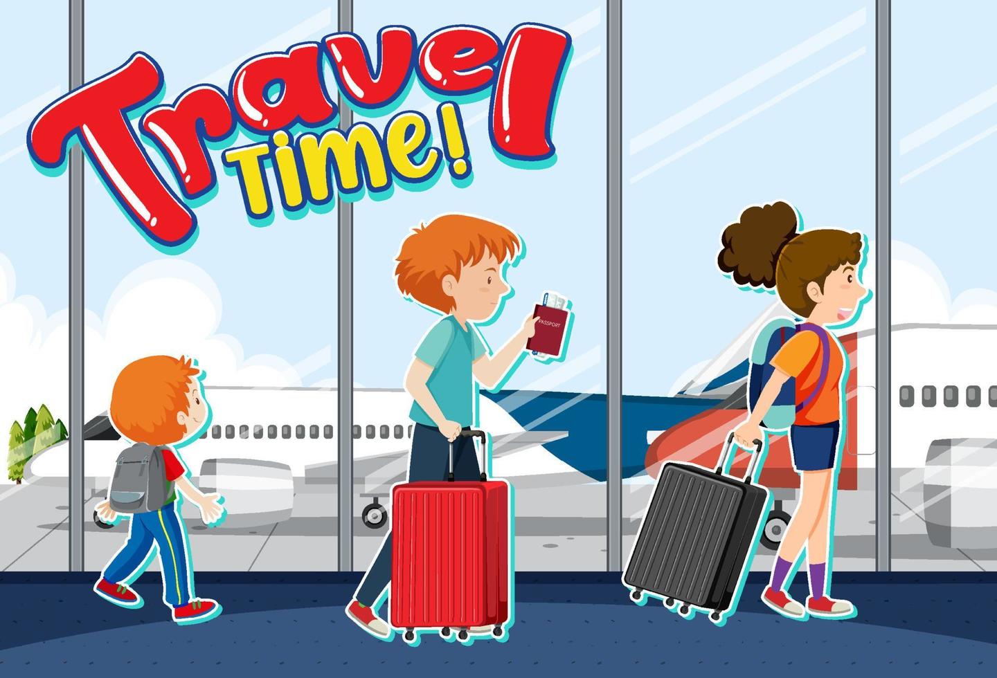 Travel Time typography design with passengers vector