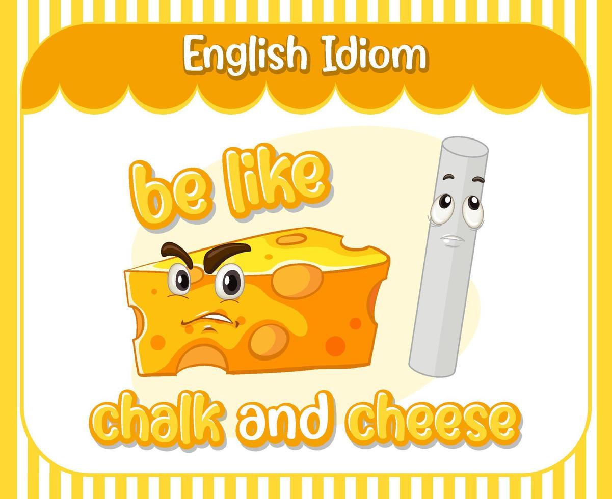 English idiom with picture description for be like chalk and cheese vector