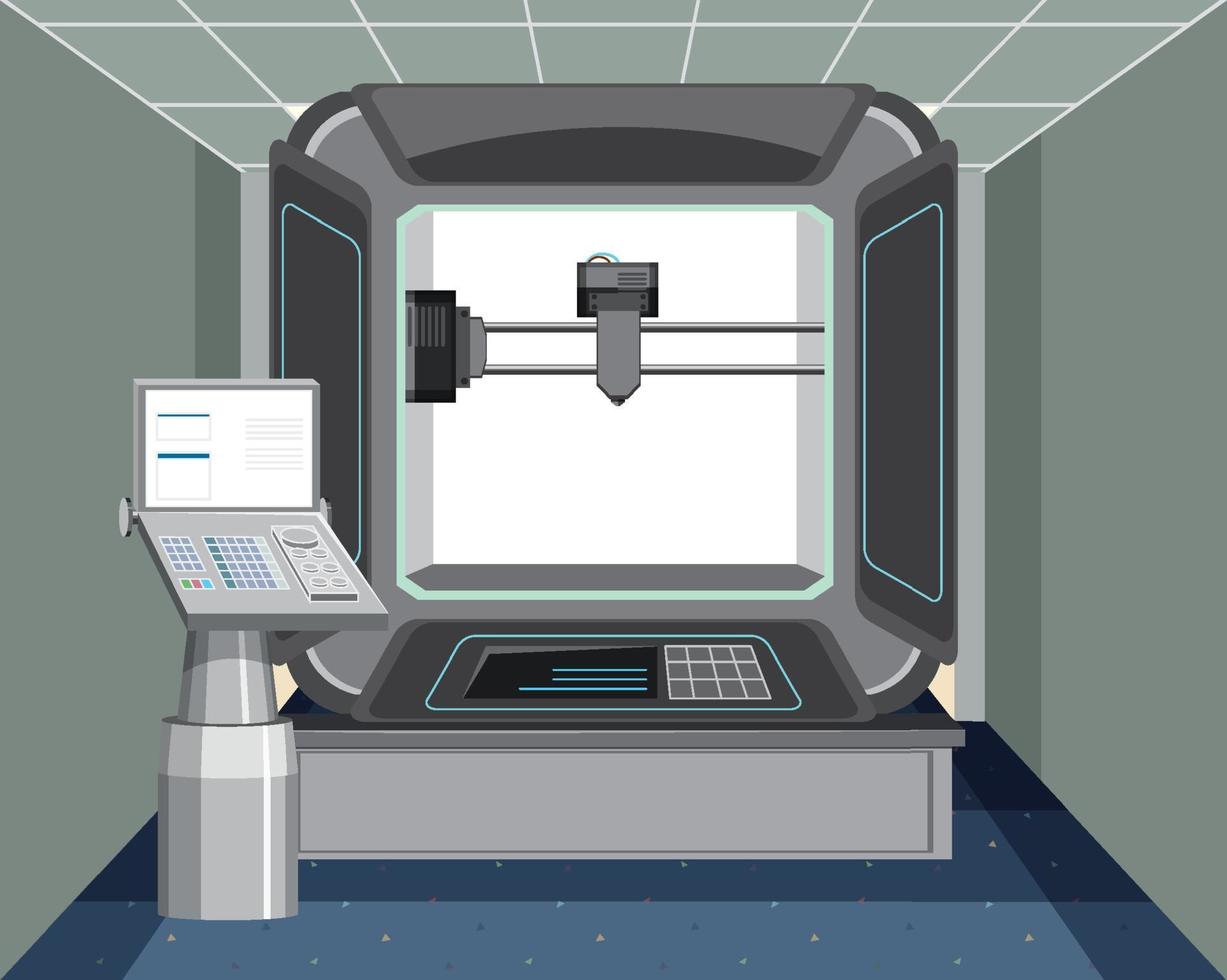 A 3D printer model machine vector