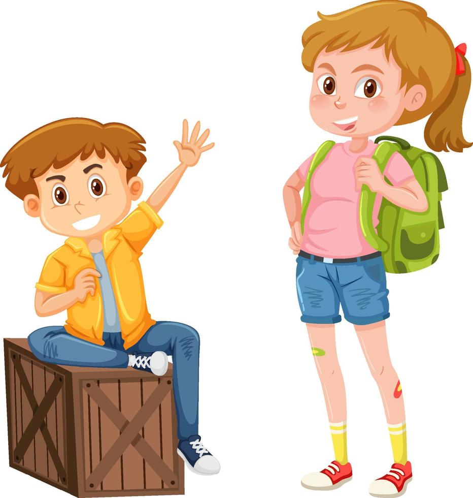 Happy boy and girl cartoon character vector