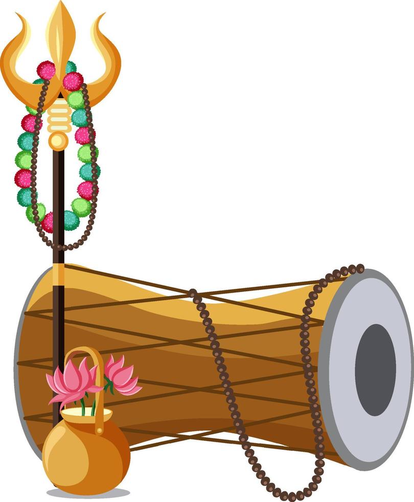 Drum and trident on white background vector