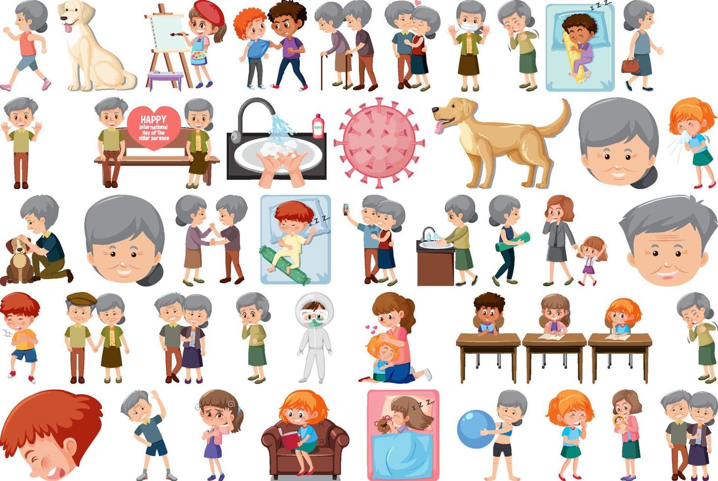 Set of different activities people in cartoon style vector