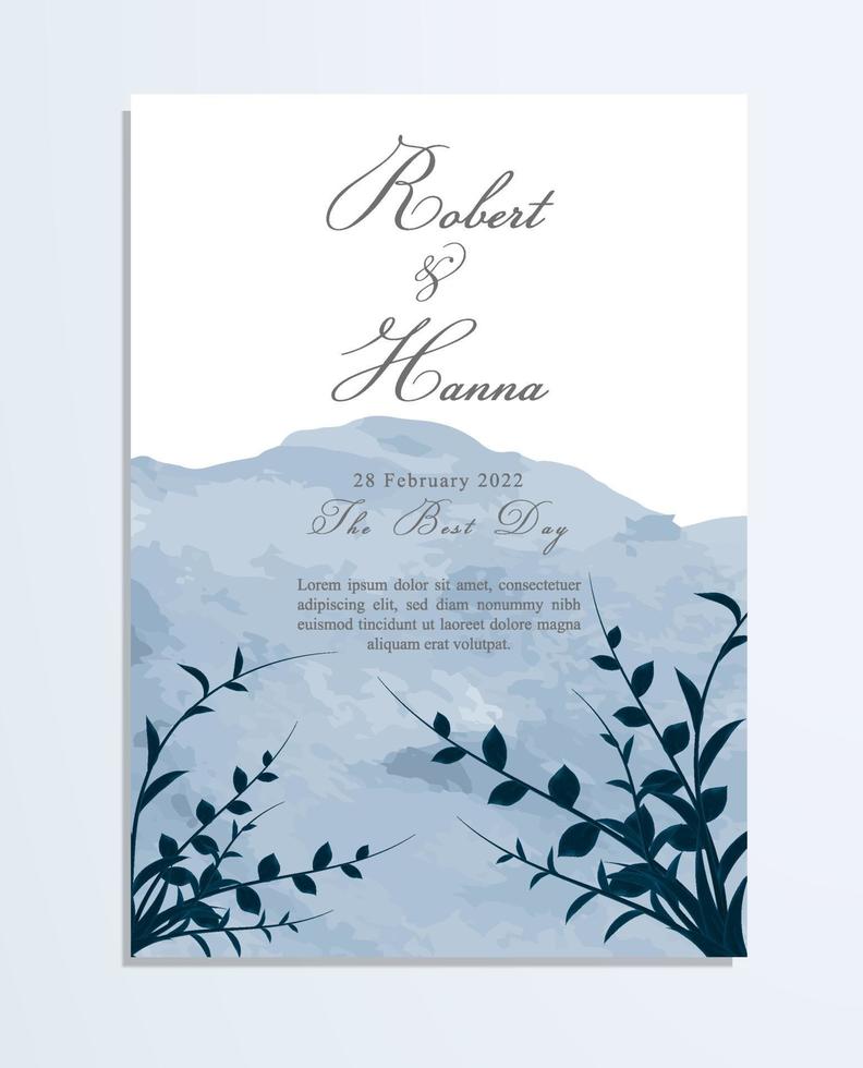 Wedding invitation with leaf theme vector