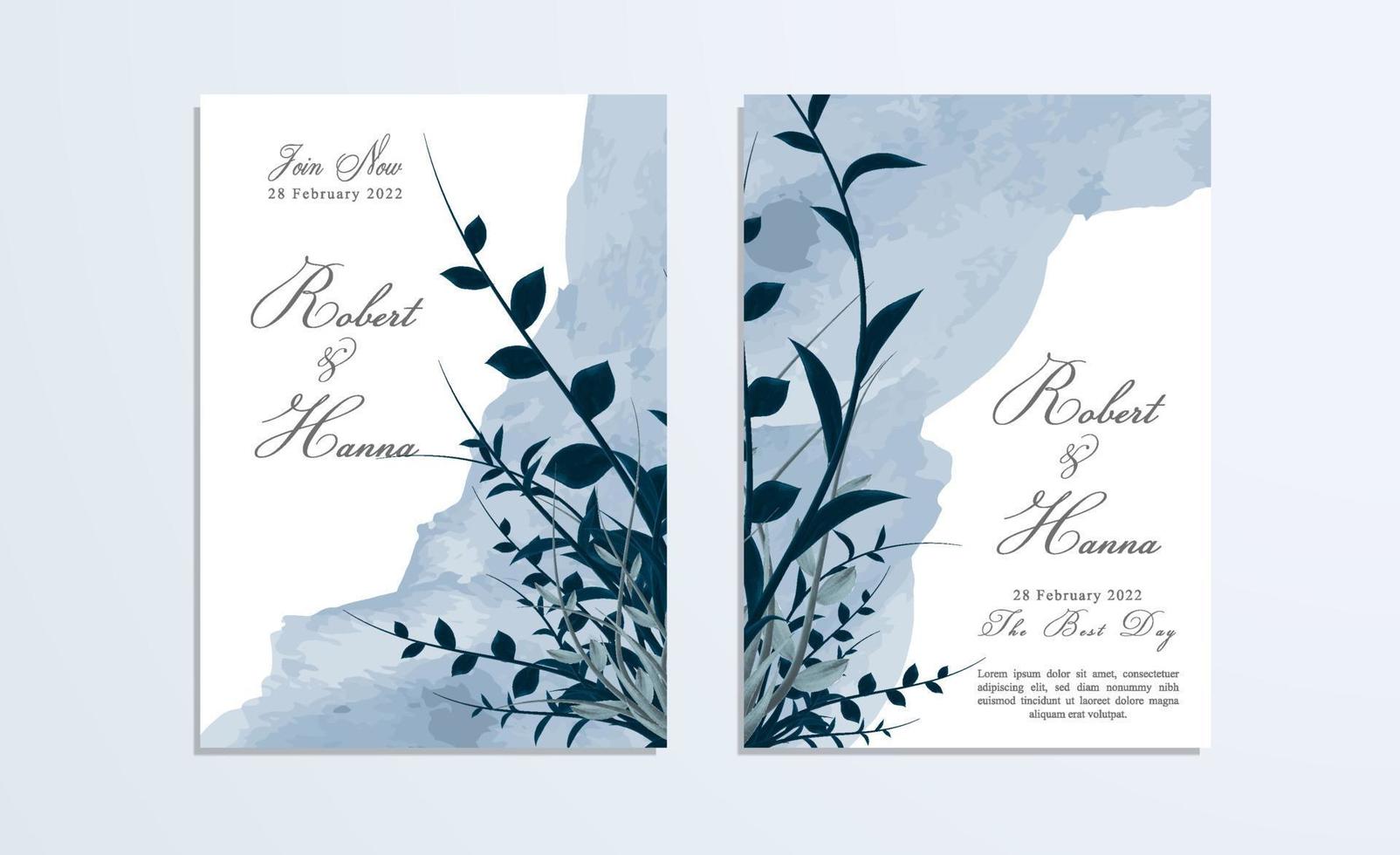 paquete de invitación de boda azul vector