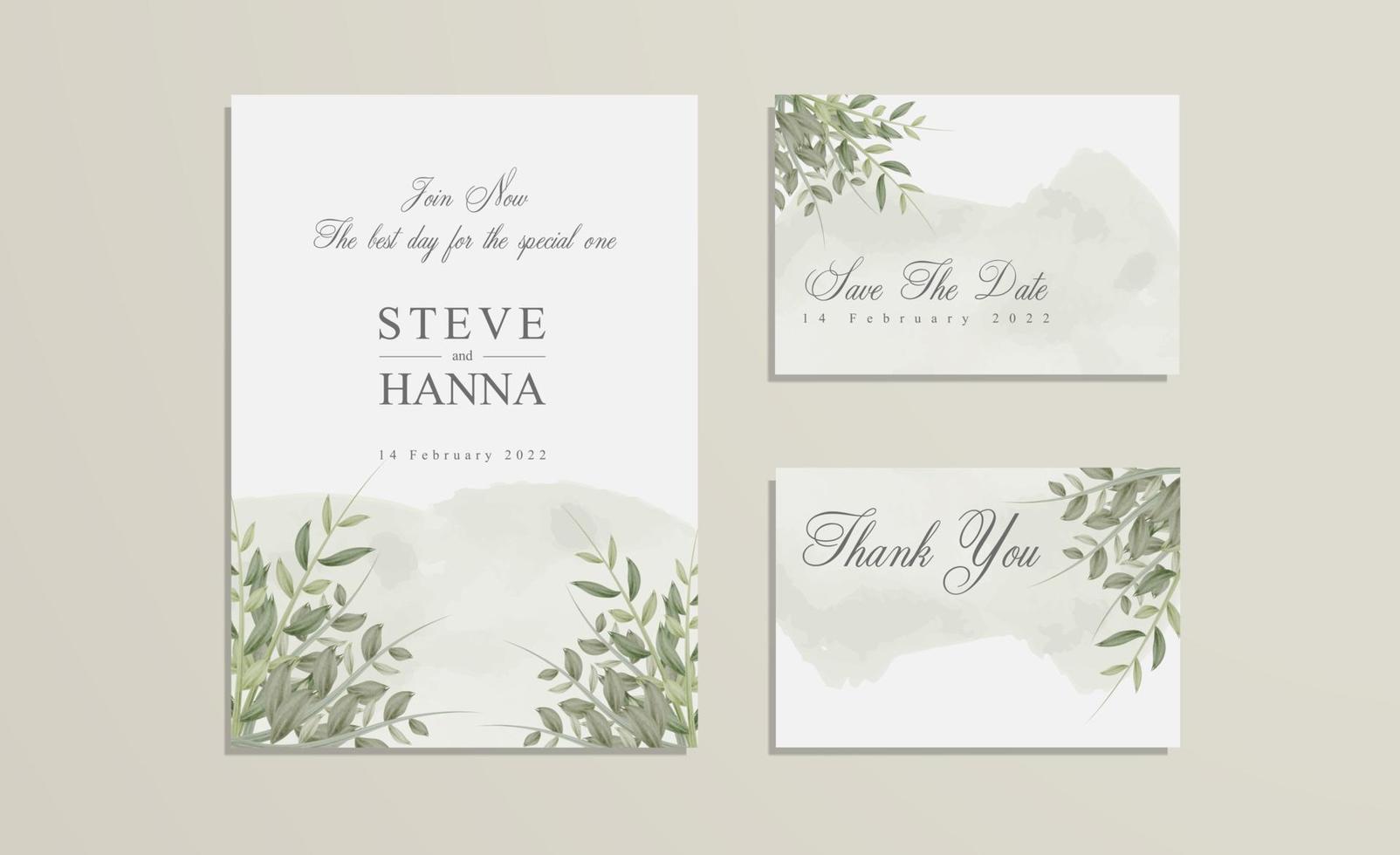 Wedding invitation with thank you card vector