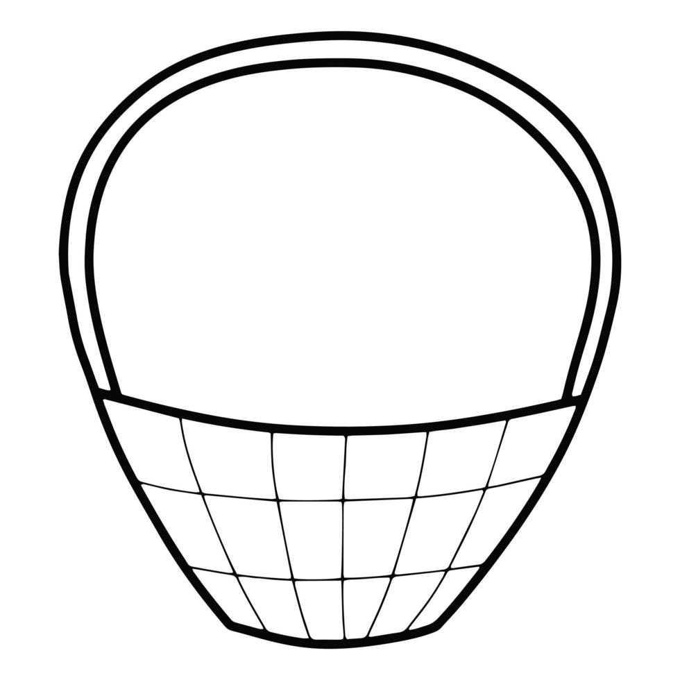 ilustración aislada de la cesta de mimbre del garabato del vector. vector