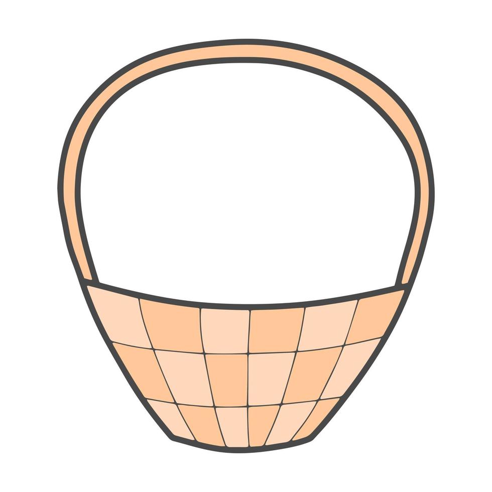 Vector doodle wicker basket isolated illustration