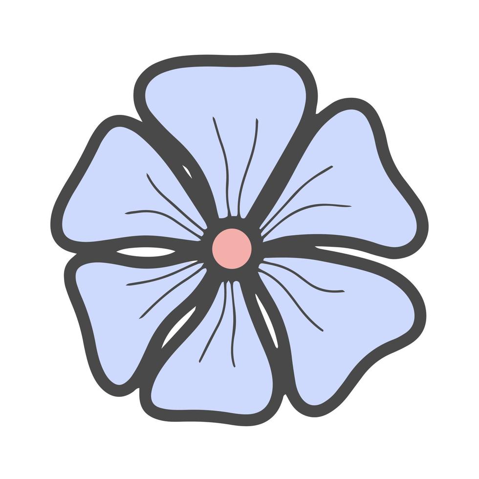vector azul garabato flor flor ilustración aislada