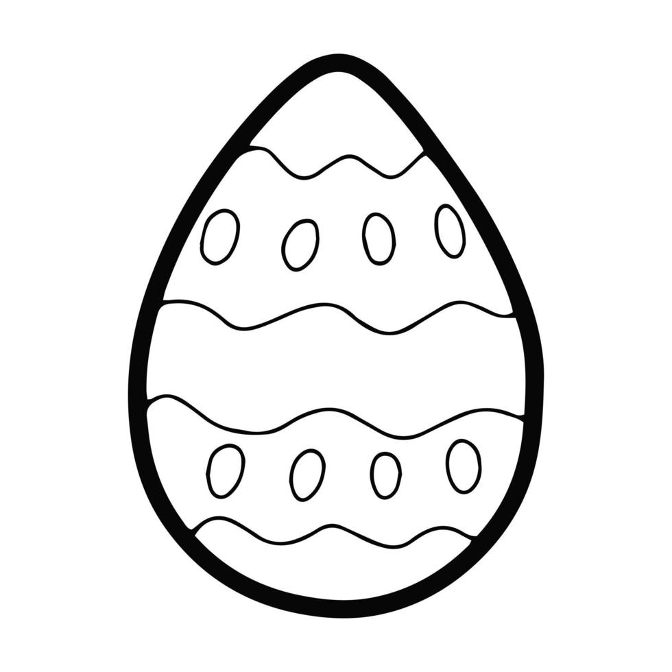 Vector easter line egg isolated illustration.