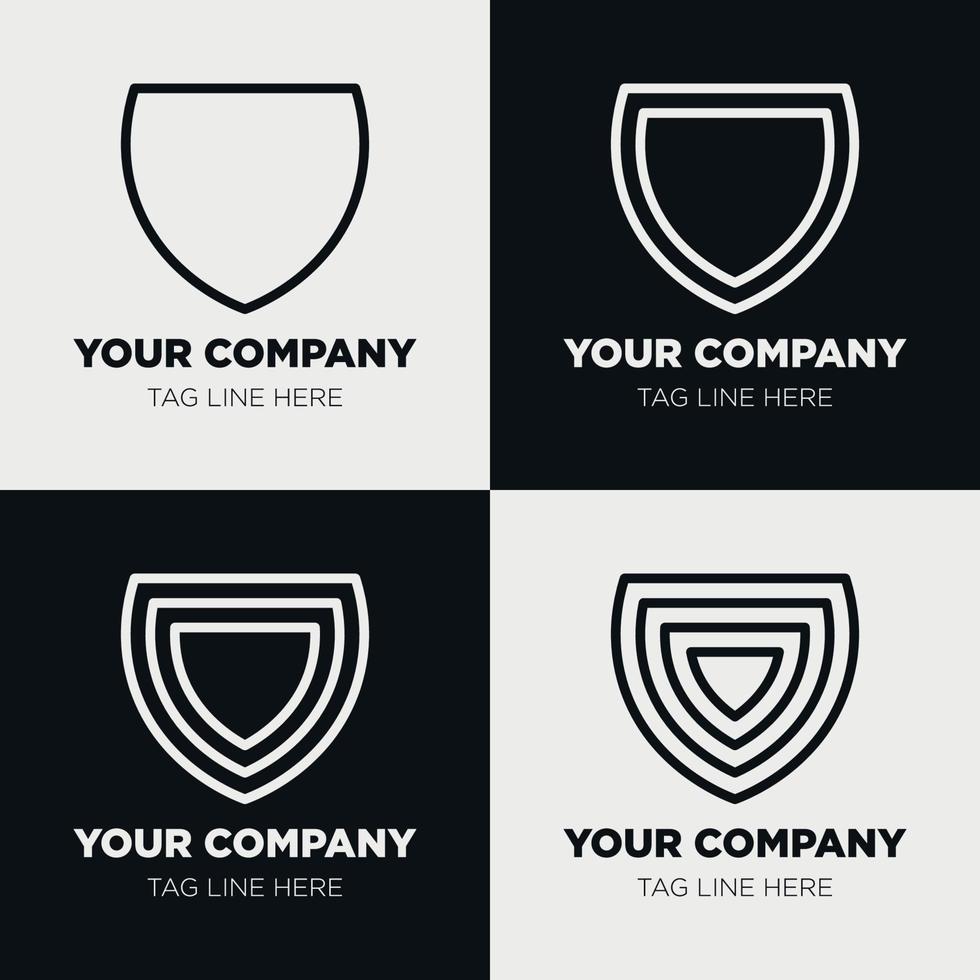Shield logo icon template collection set design, generic line style vector