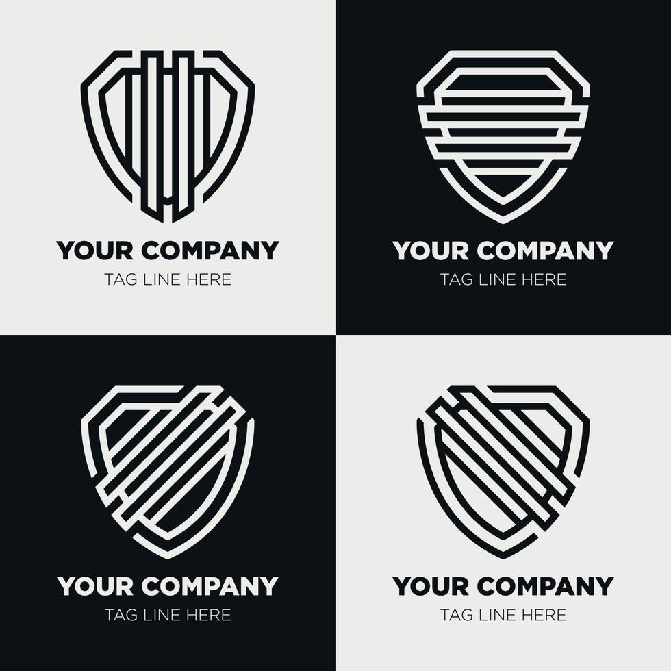 Shield logo icon template collection set design, generic line style vector