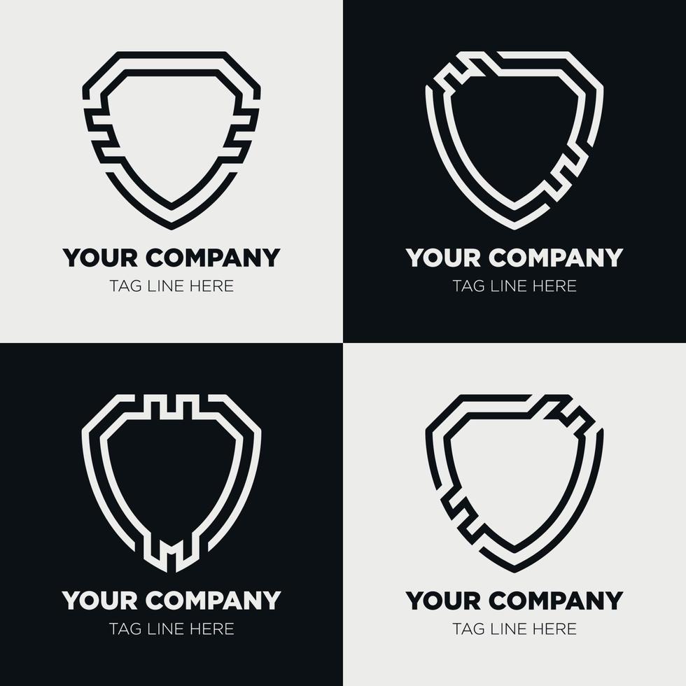 Shield logo icon template collection set design, generic line style vector