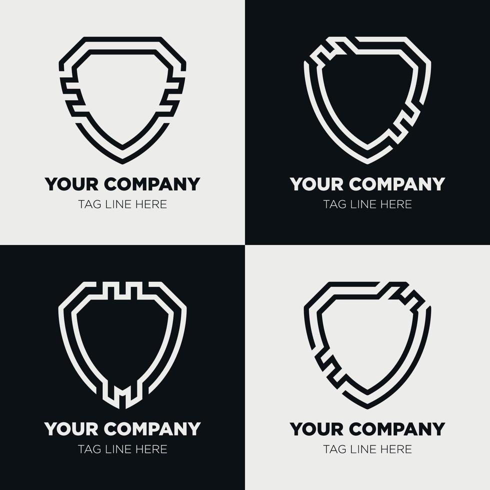 Shield logo icon template collection set design, generic line style vector