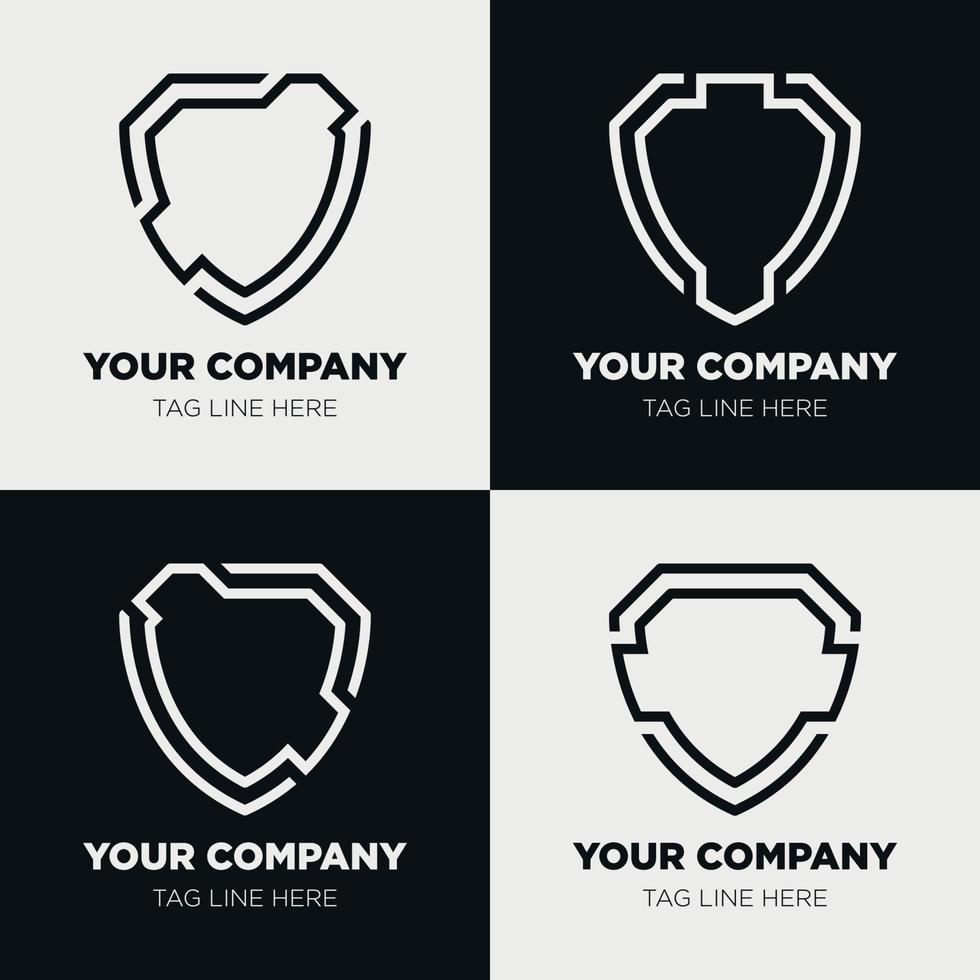 Shield logo icon template collection set design, generic line style vector