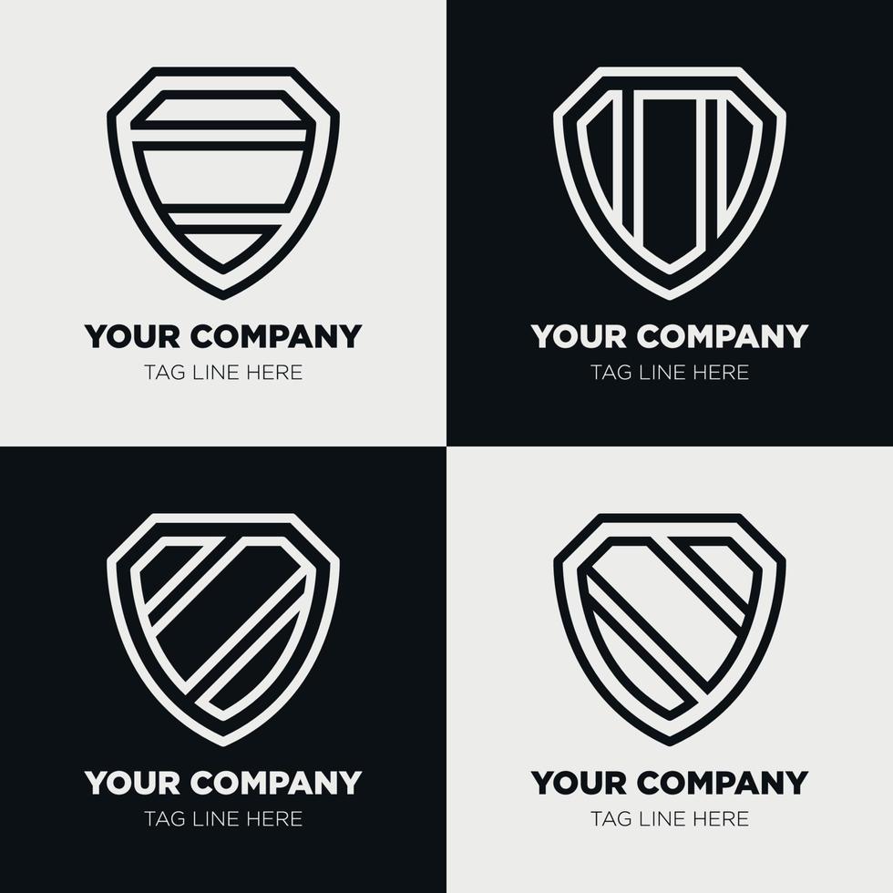 Shield logo icon template collection set design, generic line style vector