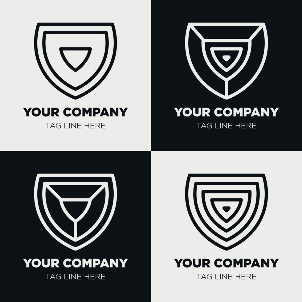 Shield logo icon template collection set design, generic line style vector